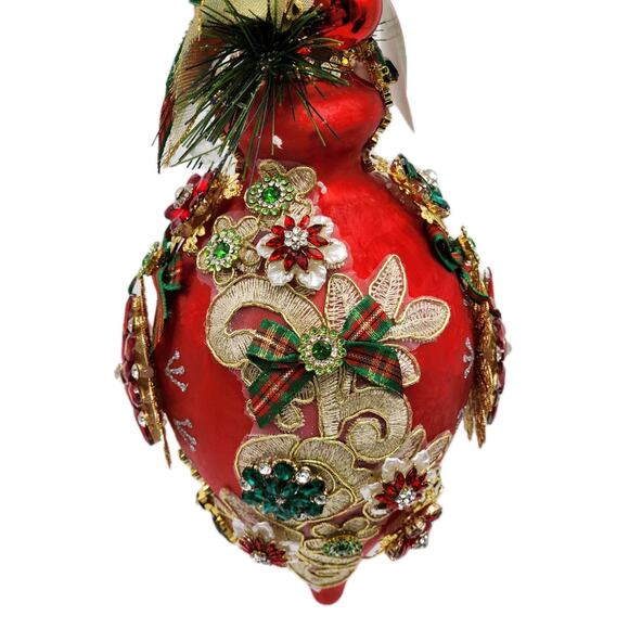 Mark Roberts Christmas 2024 King's Jewel Fancy Finial Ornament 8" Red Frosted - Picture 7 of 16